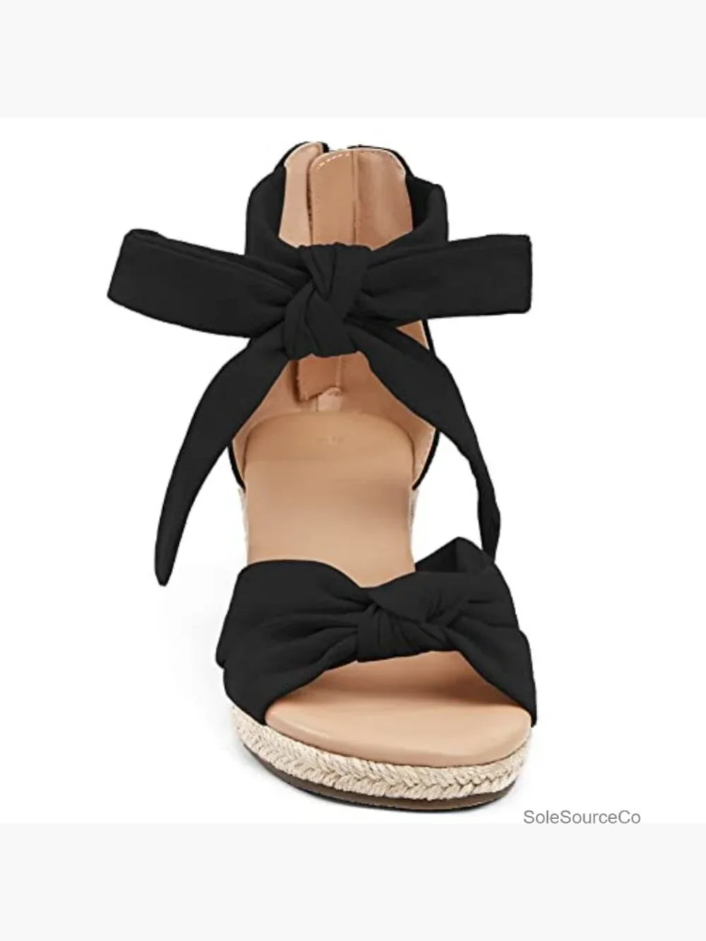 Wedge Sandals with Bow Back Zip Espadrilles Platform Summer Dress Shoes
